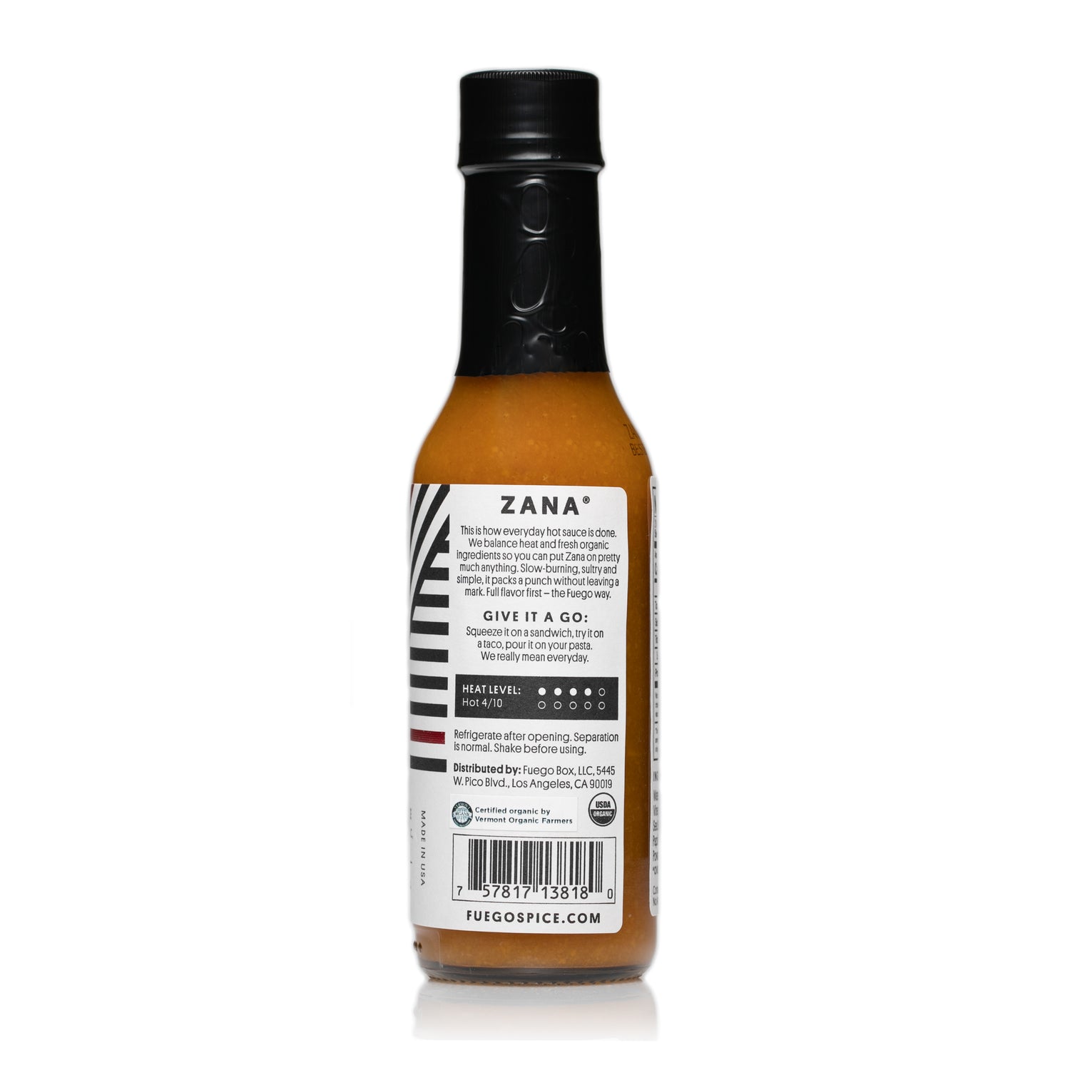 1 Case (12 Bottles) Zana Organic Habanero Hot Sauce